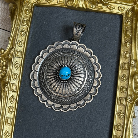 Kevin Billah Sterling Silver Pendant with Turquoise Center